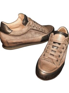 Candice Cooper Brownish Gray Leather/Suede Lace-up Sneaker SZ 38EU/8US